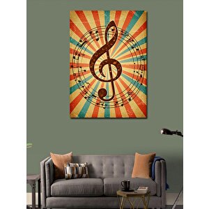 Kanvas Tablo Müzikal Anahtar Ve Retro Arka Plan 70x100 cm
