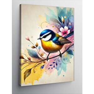 Kanvas Tablo Renkli Kuş Ve Çiçek 50x70 cm