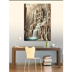 Kanvas Tablo Fantastik Kale Ve Şelale 100x140 cm