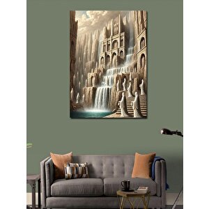 Kanvas Tablo Fantastik Kale Ve Şelale 100x140 cm