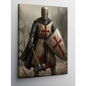 Kanvas Tablo Zırhlı Şövalye Ve Kalkan 100x140 cm
