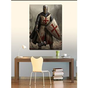 Kanvas Tablo Zırhlı Şövalye Ve Kalkan 100x140 cm