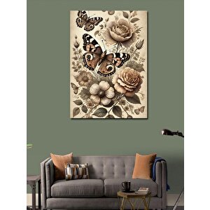 Kanvas Tablo Çiçekler Ve Kelebek Deseni 100x140 cm