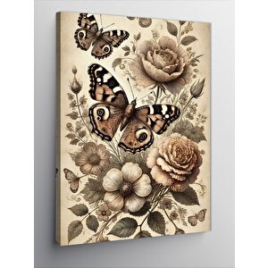 Kanvas Tablo Çiçekler Ve Kelebek Deseni 70x100 cm