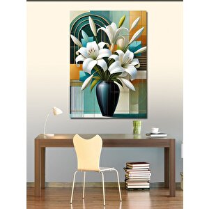 Kanvas Tablo Vazoda Beyaz Zambaklar 50x70 cm