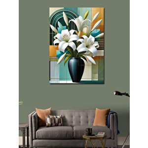 Kanvas Tablo Vazoda Beyaz Zambaklar 100x140 cm