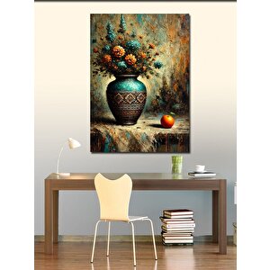 Kanvas Tablo Vazoda Elma Ve Çiçekler 100x140 cm