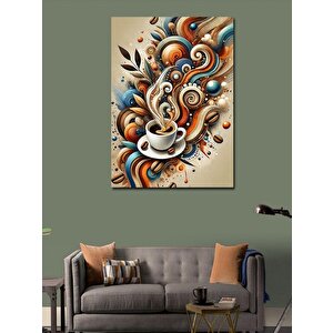 Kanvas Tablo Dumanlı Kahve Fincanı Tasarımı 70x100 cm