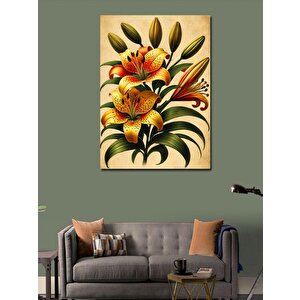 Kanvas Tablo Turuncu Zambak Çiçekleri 50x70 cm