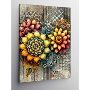 Kanvas Tablo Renkli Çiçek Mozaik 50x70 cm