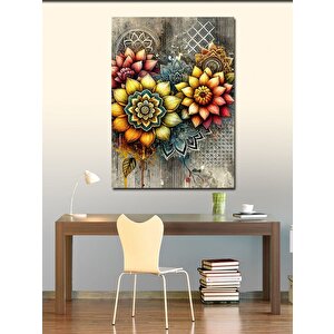 Kanvas Tablo Renkli Çiçek Mozaik 50x70 cm