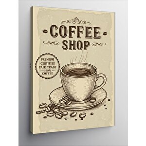 Kanvas Tablo Retro Kahve Dükkanı Afişi 70x100 cm