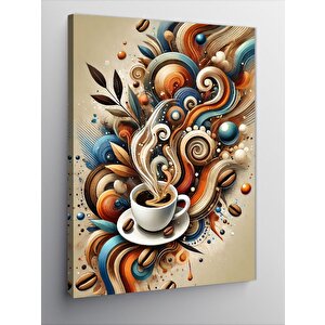 Kanvas Tablo Dumanlı Kahve Fincanı Tasarımı 50x70 cm