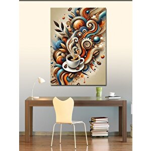 Kanvas Tablo Dumanlı Kahve Fincanı Tasarımı 50x70 cm