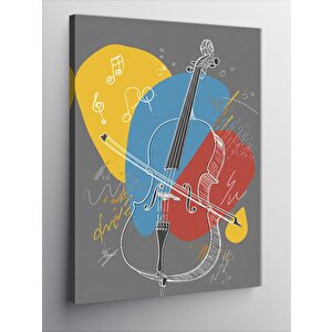 Kanvas Tablo Müzik Temalı Çello Çizimi 100x140 cm
