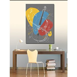 Kanvas Tablo Müzik Temalı Çello Çizimi 100x140 cm