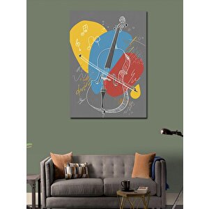 Kanvas Tablo Müzik Temalı Çello Çizimi 100x140 cm