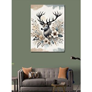 Kanvas Tablo Çiçeklerle Süslenmiş Geyik 50x70 cm