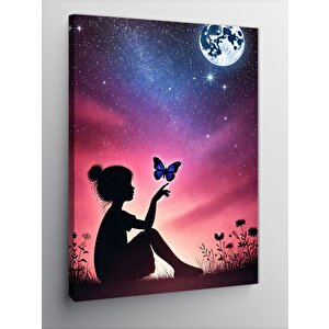 Kanvas Tablo Kelebek Ve Gökyüzünde Kız 70x100 cm