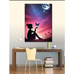 Kanvas Tablo Kelebek Ve Gökyüzünde Kız 70x100 cm