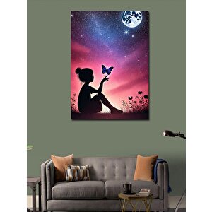 Kanvas Tablo Kelebek Ve Gökyüzünde Kız 70x100 cm