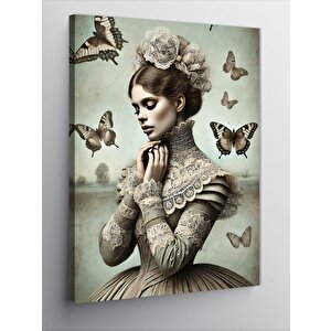 Kanvas Tablo Kelebekli Viktoryen Kadın 100x140 cm