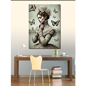 Kanvas Tablo Kelebekli Viktoryen Kadın 100x140 cm