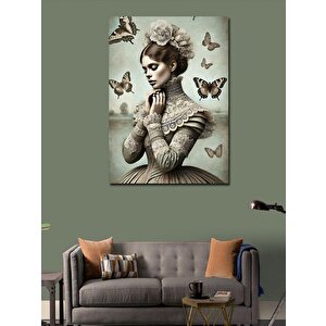 Kanvas Tablo Kelebekli Viktoryen Kadın 100x140 cm