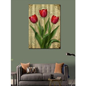 Kanvas Tablo Kırmızı Lale Ve Yeşillik 50x70 cm