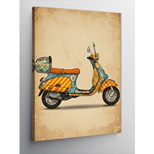 Kanvas Tablo Retro Sarı Scooter 70x100 cm
