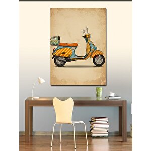 Kanvas Tablo Retro Sarı Scooter 70x100 cm