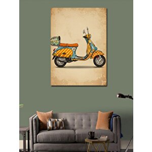Kanvas Tablo Retro Sarı Scooter 70x100 cm