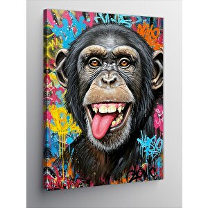 Kanvas Tablo Neşeli Şempanze Yüzü 70x100 cm