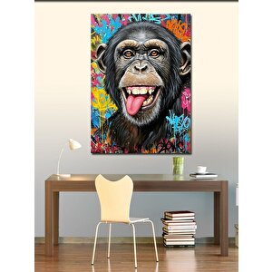 Kanvas Tablo Neşeli Şempanze Yüzü 70x100 cm