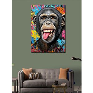 Kanvas Tablo Neşeli Şempanze Yüzü 70x100 cm