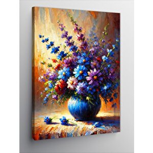 Kanvas Tablo Vazoda Renkli Çiçekler 50x70 cm