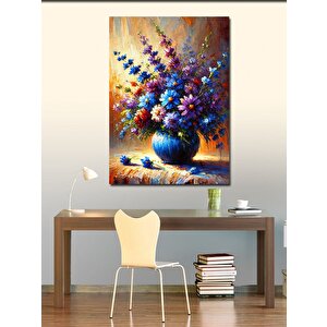 Kanvas Tablo Vazoda Renkli Çiçekler 50x70 cm