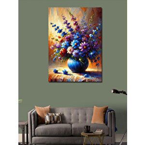 Kanvas Tablo Vazoda Renkli Çiçekler 50x70 cm