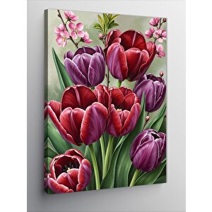 Kanvas Tablo Bahar Dönemi Mor Laleler 50x70 cm