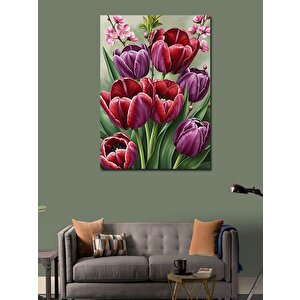 Kanvas Tablo Bahar Dönemi Mor Laleler 100x140 cm