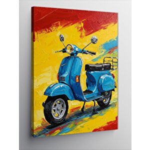 Kanvas Tablo Mavi Scooter Motor 100x140 cm