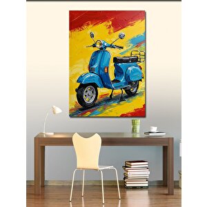 Kanvas Tablo Mavi Scooter Motor 100x140 cm