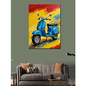 Kanvas Tablo Mavi Scooter Motor 100x140 cm
