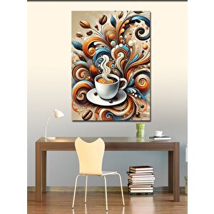 Kanvas Tablo Kahve Ve Sanatsal Dalgalar 100x140 cm