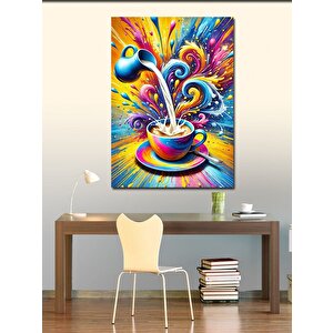 Kanvas Tablo Renkli Kahve Fincanı 100x140 cm