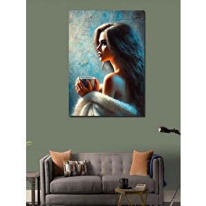 Kanvas Tablo Kahve İçen Kadın 100x140 cm