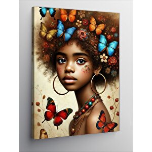 Kanvas Tablo Kelebeklerle Çevrili Genç Kadın 70x100 cm