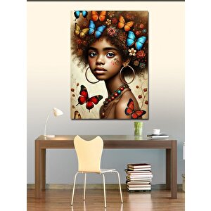 Kanvas Tablo Kelebeklerle Çevrili Genç Kadın 70x100 cm