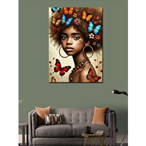 Kanvas Tablo Kelebeklerle Çevrili Genç Kadın 70x100 cm