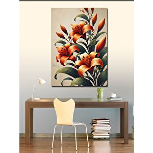 Kanvas Tablo Turuncu Zambaklar Tablosu 70x100 cm